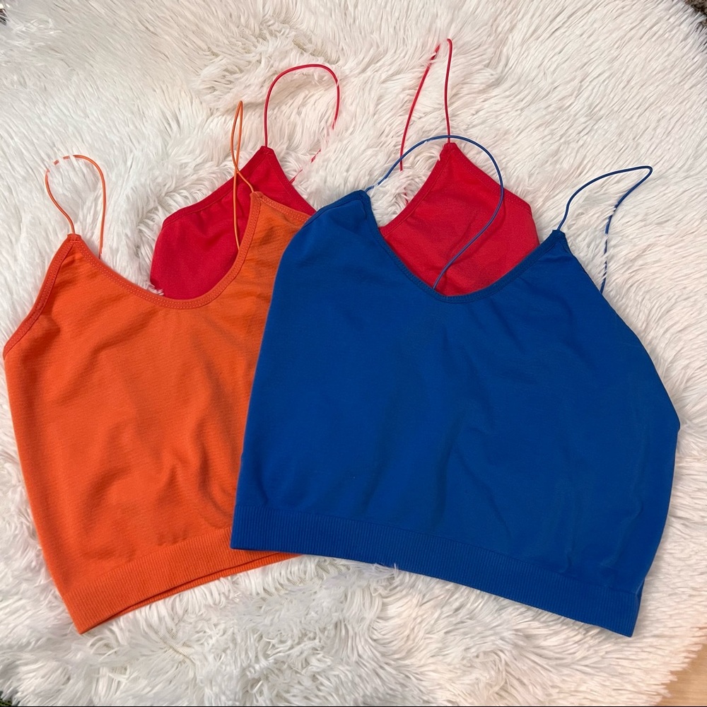 Set of 3 Cropped Cami Tank Tops Bralette M/L